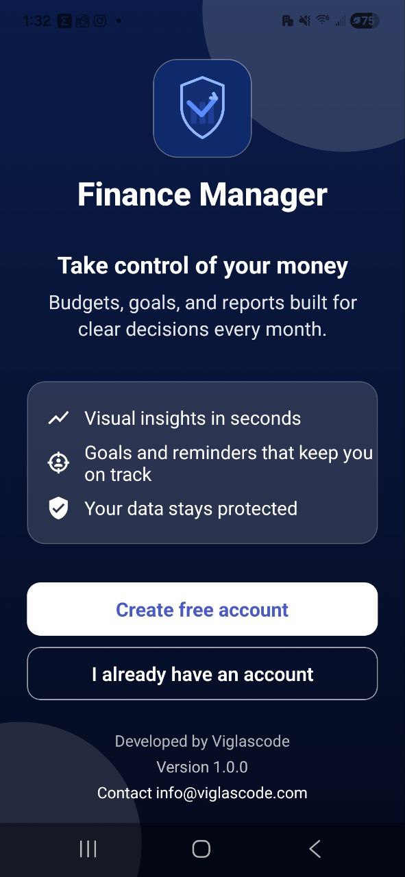 Pantalla de bienvenida My Money Hub