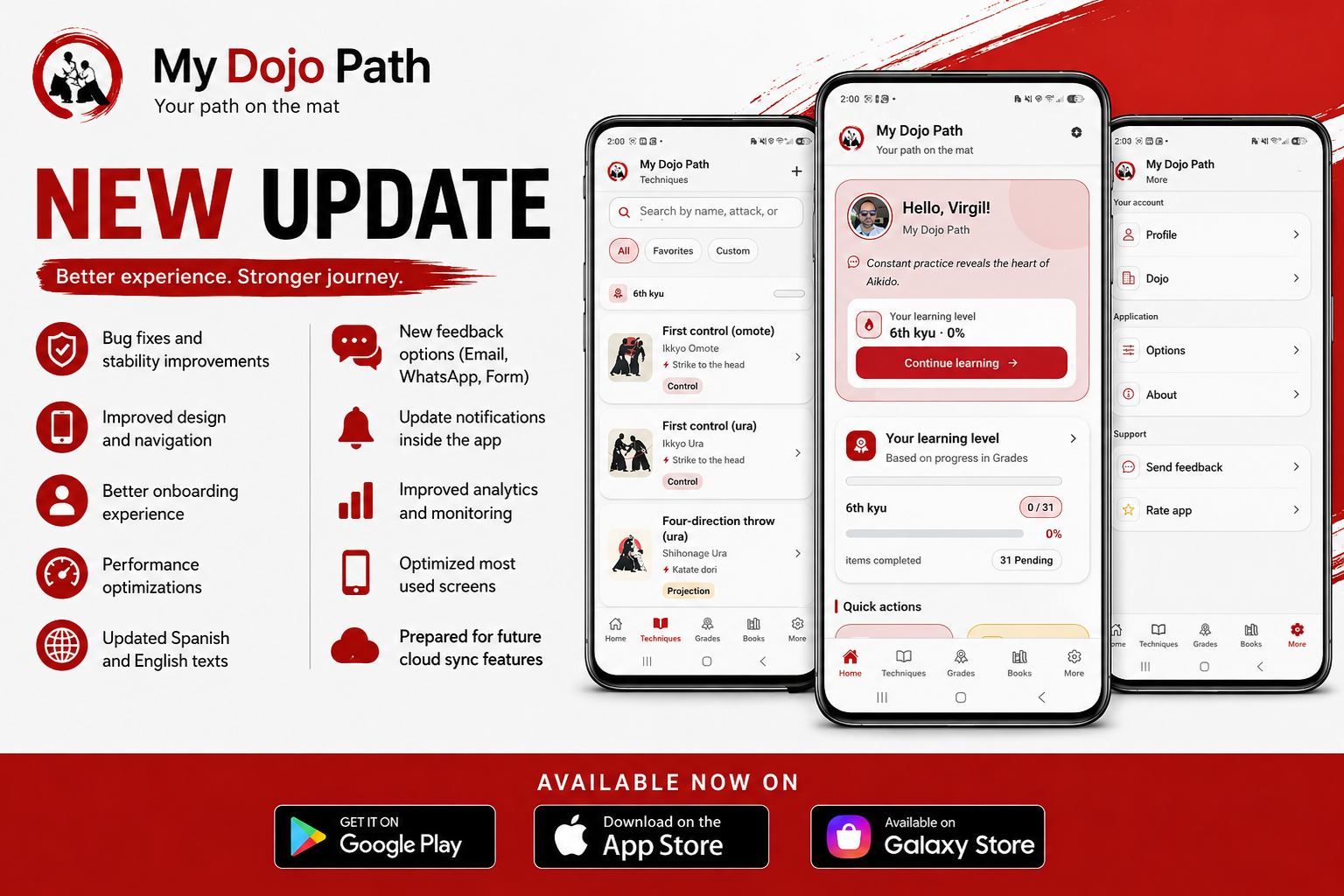 MyDojoPath: new app update for dojos — techniques, progress and download badges